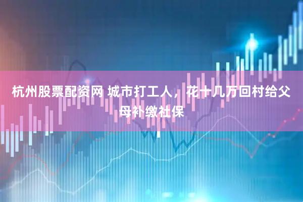 杭州股票配资网 城市打工人，花十几万回村给父母补缴社保